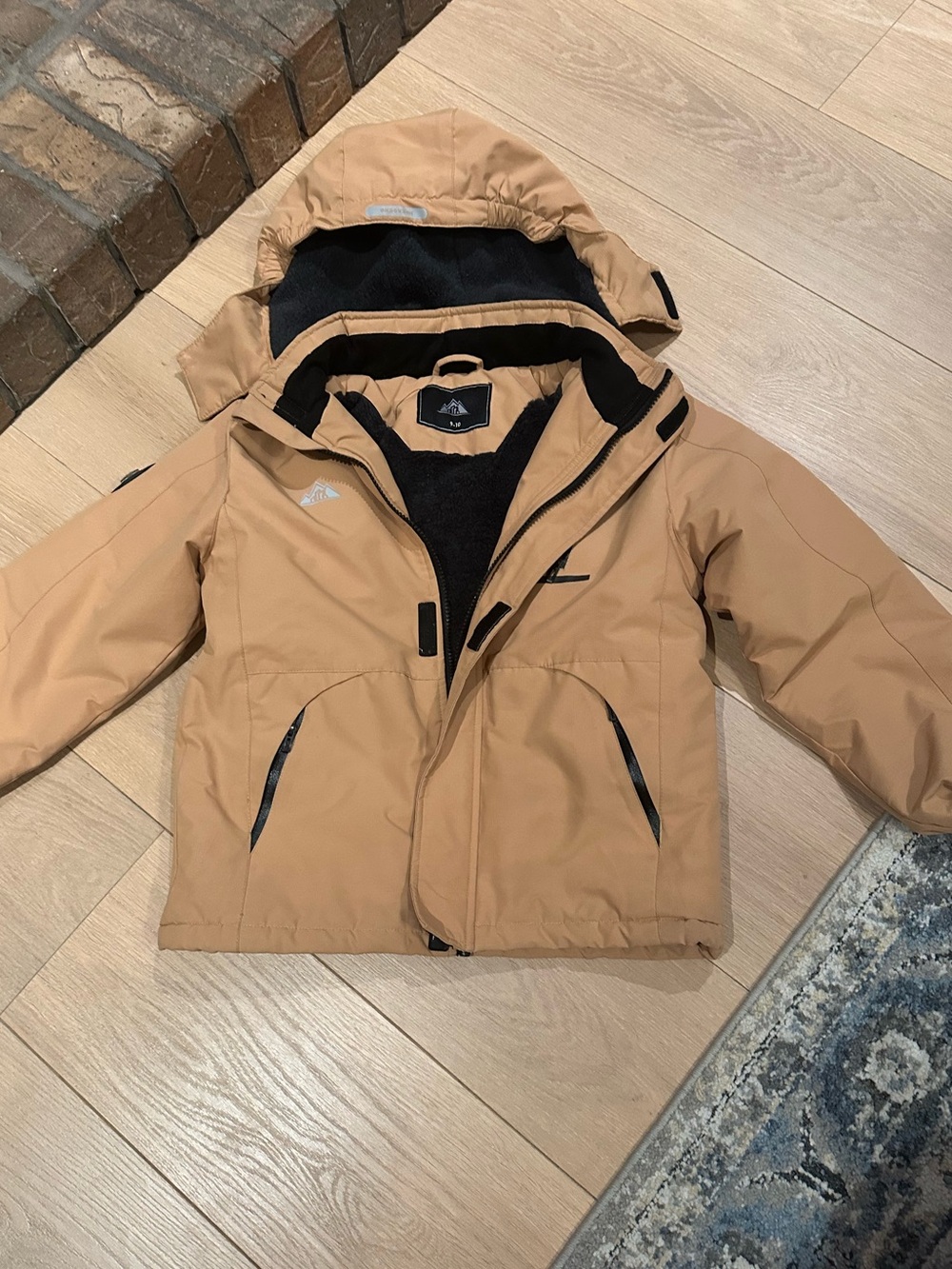 Moerdeng Kids Tan Hooded Winter Jacket